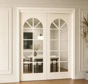Modern French Solid Wood Sliding Glass Door For Interior Kitchen And Living Room