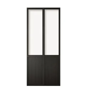 Modern French Style Double Grid Sliding Glass Door with Steel Frame Finished for Apartment Use