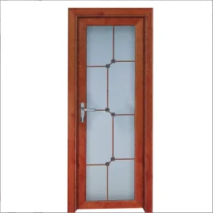 Modern Frosted Privacy Glass Aluminum Alloy Bathroom Door with Fiberglass Screen