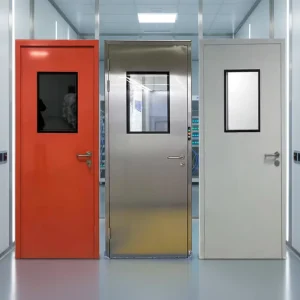 Modern Galvanized Steel Finished Doors with Handles and Anti-Collision Strips