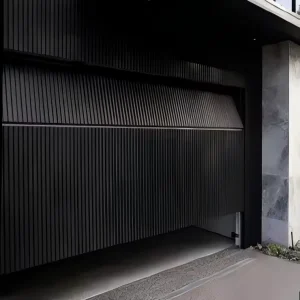 Modern Garage Doors Customized Sizes 9×8 9×7 10×10 Black Aluminum Grill Flush Mount Entry Door Finished Surface for Villas