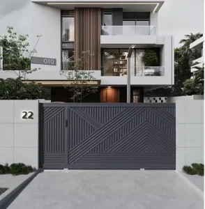 Modern Garden Villa Courtyard Gate with Heavy Duty Structure and Decorative Details for Elegant Villa Courtyard Entrance Gate
