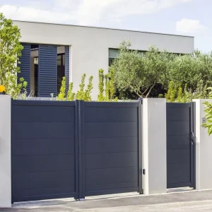 Modern Gate Design Philippines Aluminum Alloy Steel Double Swing for Townhouse Courtyard