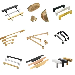 Modern Gold Zinc Alloy Furniture Handles and Knobs for Kitchen Bedroom Bathroom Cabinets