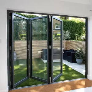 Modern Heavy-Duty Aluminum Alloy Folding Doors with Double-Layer Tempered Glass for Villa Living Rooms