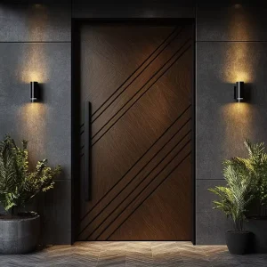 Modern Heavy-Duty Aluminum Wood Entrance Pivot Door With Tempered Low-E Glass