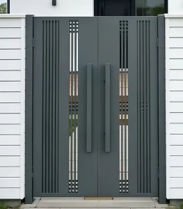 Modern Hollow Design Aluminum Double Gate for Courtyard Outdoor