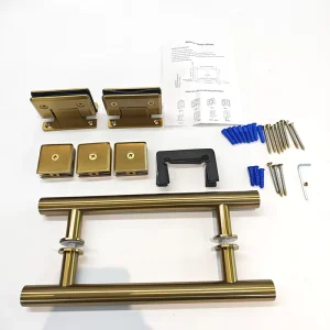 Modern Hotel Bathroom Accessories Brass Shower Room Hardware Combo Pull Handle Shower Door Hinge Glass Clip Kit