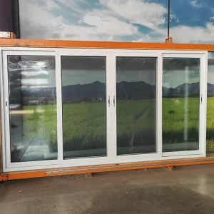 Modern Insulated Three Rail Aluminum Alloy Sliding Door with Glass King Kong Net for Balcony and Patio