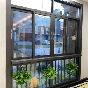 Modern Interior Aluminum Casement Window with Matte Black Finish, Slim Border, Tempered Glass Panel