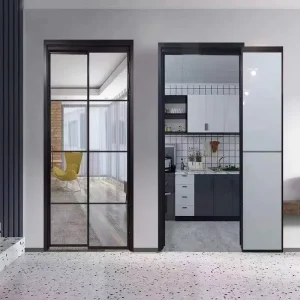 Modern Interior Triple Linkage Aluminum Alloy Swing PT Door Foldable Sliding Glass PT Door Balcony Folding PT Door Customized
