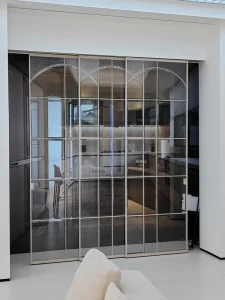 Modern Kitchen Sliding Triple-Link Glass Door with Aluminum Alloy Barn System and Sound Insulation