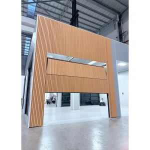 Modern Light Wood Grain Vertical Fluted Seamless Garage Door Wall-Integrated Aluminum Sectional Overhead Door