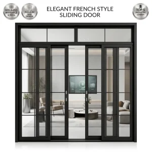 Modern Minimalist Aluminum Alloy-Framed Interior Partition Sliding Door with Double-Glazed Tempered Glass