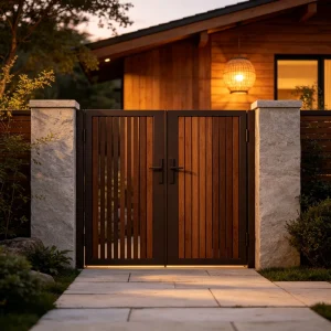 Modern Minimalist Aluminum Alloy Villa Courtyard Swing Gate with Manual Anti-theft Door