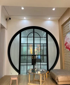 Modern Minimalist Aluminum Glass French Arch-Shaped Door for Villa Living Room Entry