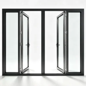 Modern Minimalist Aluminum Glass Swing Door, Waterproof and Windproof, for Exterior and Hotel Use