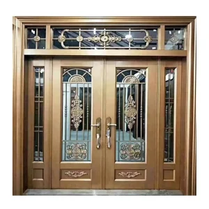 Modern Minimalist Double-Leaf Copper Villa Courtyard Gate for Self-Built Home Entrance
