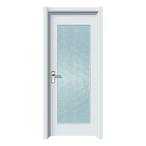 Modern Minimalist Frosted Glass Interior Bathroom Door with Fiberglass Screen for Kitchen, Bathroom, or Living Room