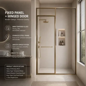 Modern Minimalist One Line Coffee Colored Shower Room Hotel Homestay Style Thickened Tempered Glass Explosion Proof Door