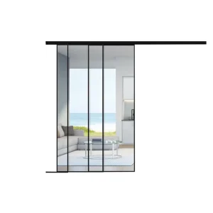 Modern Minimalist Three-Link Sliding Door Narrow Luxury Accessible Glass Door For Kitchen Living Room Hanging Rail Partition