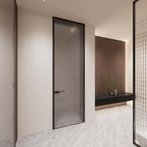 Modern Narrow Frame Aluminum Glass Door for Interior Bathroom, Hotel, Commercial, or Home Use