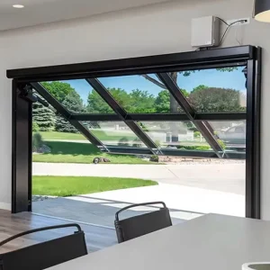 Modern One-Piece Glass Tilt Up Garage Door with Motorized Insulated Aluminum Alloy Frame and Foldable Design