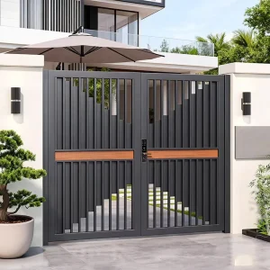 Modern Orange Minimalist Outdoor Aluminum Alloy Courtyard Entrance Gate
