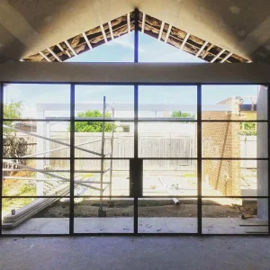 Modern Oversized Double Glazed Ultra Slimline Frame Steel Swing Glass Doors Commercial Waterproof