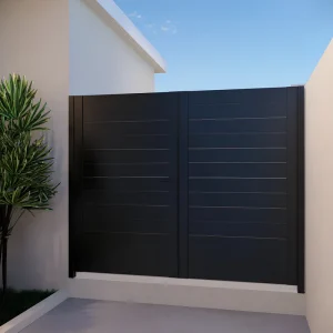 Modern Powder Coated Aluminum Double Swing Gate Exterior Full Privacy Metal Garden Main Entrance Gate Door for House
