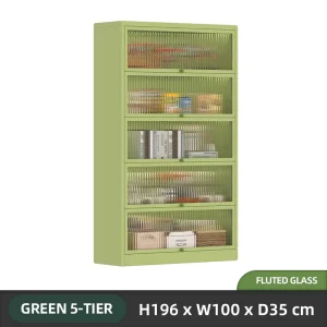 Modern Rustproof Steel Sideboard Cabinet with Adjustable Shelves Large Countertop Kitchen Storage Organizer Featuring PET Door