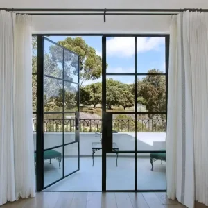 Modern Security Doors Slim Profile Aluminum Glass Partition Interior Divider Wall with Swing Door for Villa