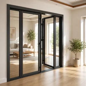 Modern Simple Smooth Silhouette Aluminum Swing Door for Master Bedroom Balcony Partition
