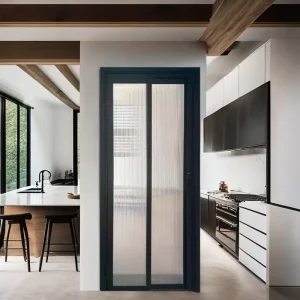 Modern Sliding Folding Glass Door with Fiberglass Aluminum Alloy Frame Hardware for Kitchen Use Customizable