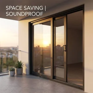 Modern Space Saving Custom UPVC Sliding Door for Balcony Double Glazed Soundproof Patio Glass Sliding Door with Mosquito Net
