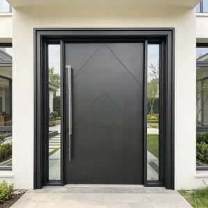 Modern Steel Entry Door Factory Custom Fireproof Soundproof Glass Pivot Door for Residential Buildings