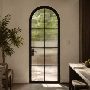 Modern Steel Glass Door With Black Frame Tempered Glass Interior Metal Door for Villa House Building
