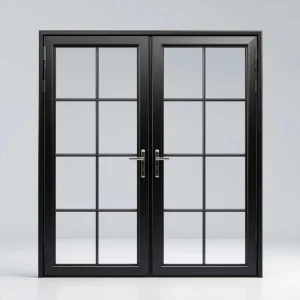Modern Style Balcony Exterior Thermal Break Insulated Aluminum Double Tempered Glass French Swing Door for Bedroom