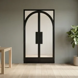 Modern Style Iron Exterior Steel Frame French Villa Glass Entry Door Design
