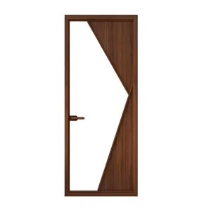 Modern Style Narrow Frame Interior Living Room Swing Door Glass Wood Design Sound Insulation Solid Wood Finish Customized Color