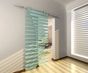 Modern Style Tempered Glass Barn Door with Sliding System for Hotel Decoration