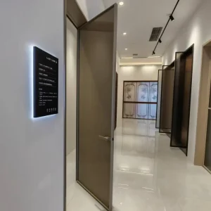 Modern Swing Door Aluminum Metal Frame Includes Magnetic Suction Security for Residential House