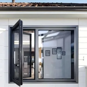 Modern Thermal Break Aluminum Casement Window with Integrated Security Mesh Double Glazed Side Hung for House