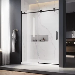 Modern Transparent Tempered Glass Side-Hung Door for Exterior Villa Bathroom Outdoor Kitchen and Living Room