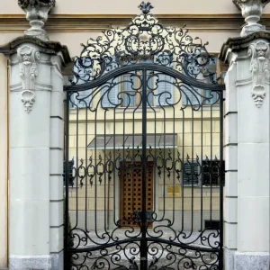 Modern Tubular Wrought Iron Villa Courtyard Swing Driveway Gate Pedestrian Gate