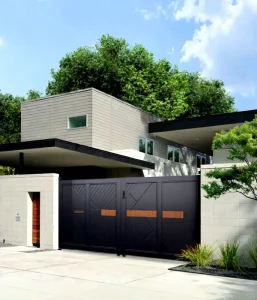 Modern Villa Automatic Retractable Aluminum Alloy Gate Courtyard Outdoor Use