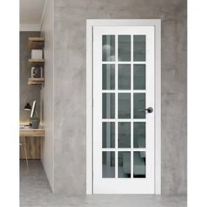 Modern White Tempered Glass Doors Frosted Swing Open Style Finished Painted Surface for Interior Entry Bedrooms