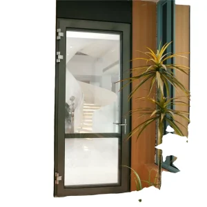 Modern Wood-Clad Aluminum Casement Door Seamless Welding Customized for School Bedroom
