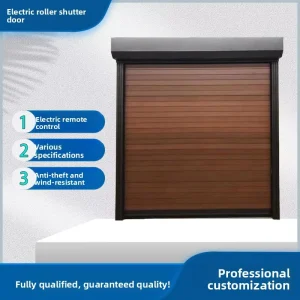 Modern Wood Grain Aluminum Windproof Industrial Rolling Shutter Door for Villa Garage Warehouse Exterior