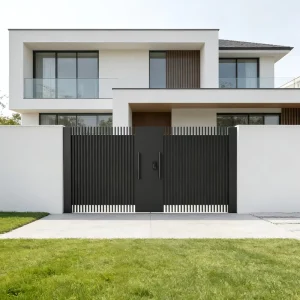 Modern Wrought Iron Style Steel Sliding Driveway Gate for Villa Courtyard Security